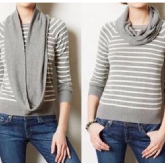 Anthropologie Change of the Moon Stripe Scarf Sweater Size XS - Picture 2 of 11